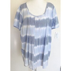 Art and Soul Blouse Top Womens 3XL BOXY   Pullover Short Sleeve‎ Coastal Cotton